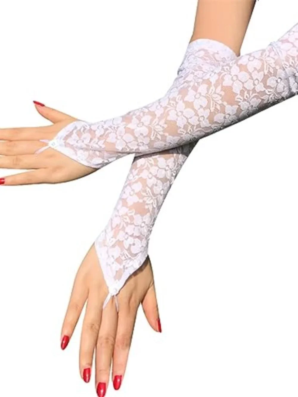 Y2K Fingerless Lace Arm Warmers Sheer Mesh Arm Sleeves